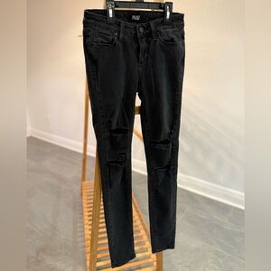 PAIGE Black Ripped Skinny Jeans
